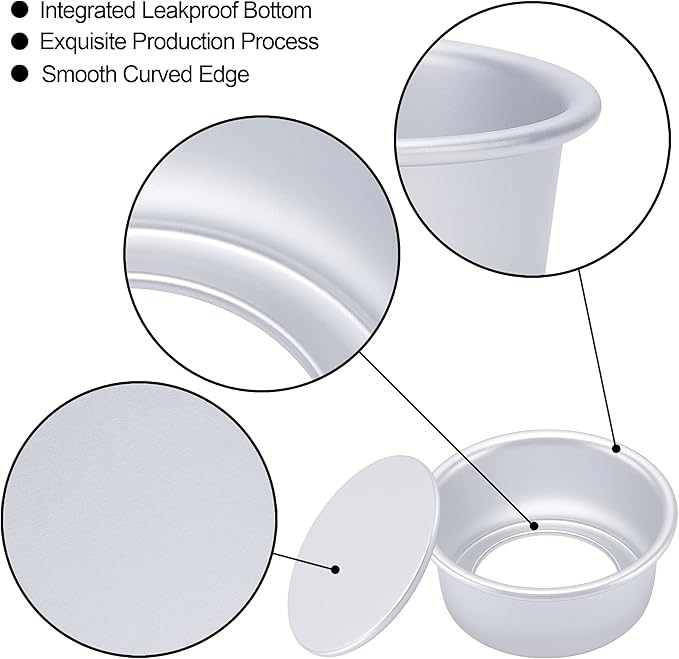 6 Inch Round Cake Pan Set of 4, Nonstick Aluminum Baking Pans with 100 Sheets Parchment Paper, Cake Tins For Making Layered Cakes Deep Dish Pizza Quiches, Removable Bottom For Easy Quick Release