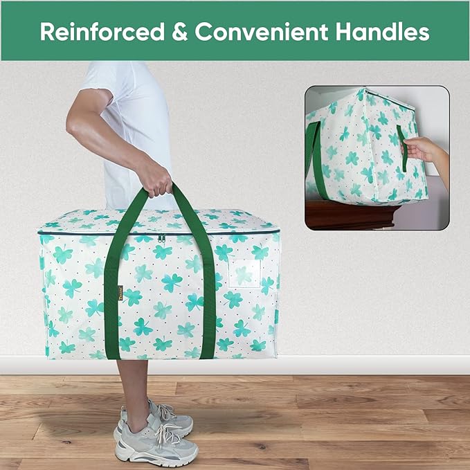 BALEINE 4-Pack Oversized Moving Bags with Reinforced Handles, Heavy-Duty Storage Tote for Clothes, Moving Supplies (Clover, 4-Pack)