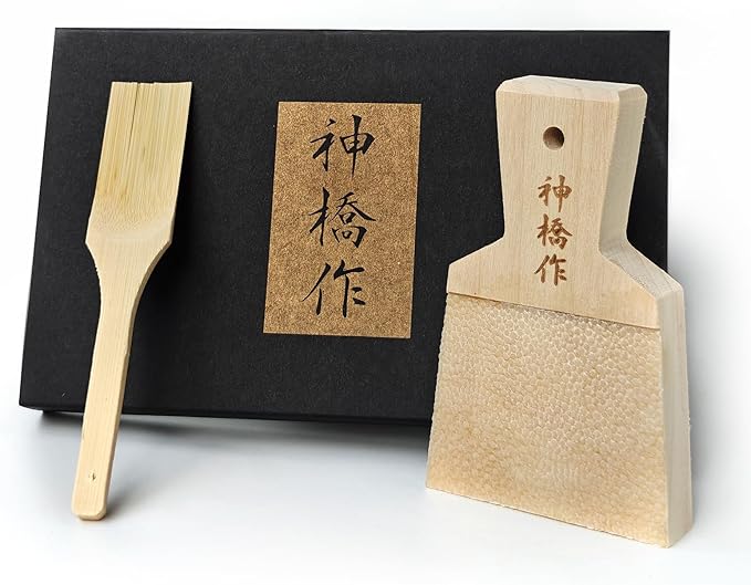 Authentic Japanese Grater Set - Includes Bamboo Brush for Grating Ginger and Wasabi (Large)