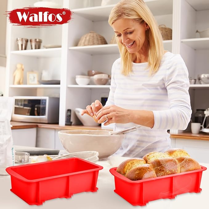 Walfos 9 x 5 inch Large Non-Stick Silicone Loaf Pans & 4 Pieces Mini Silicone Bread Loaf Pans, Perfect for Bread, Cake, Meatloaf, Dishwasher Safe