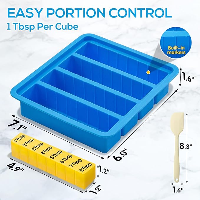 Silicone Butter Mold with Lid & Spatula, Non-Stick Butter Maker Tray and Container for Homemade Butter Storage, Baking, Freezing