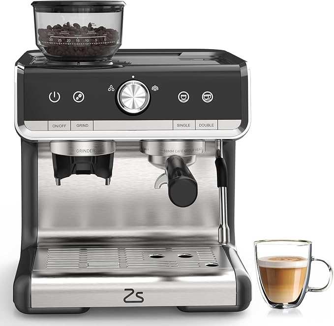 Garvee Espresso Machine With Grinder, 20 Bar Professional Coffee Maker With Milk Frother Steam Wand for Cappuccino, Latte, Macchiato, 95 oz Removable Water Tank, Smart PID Temperature Control