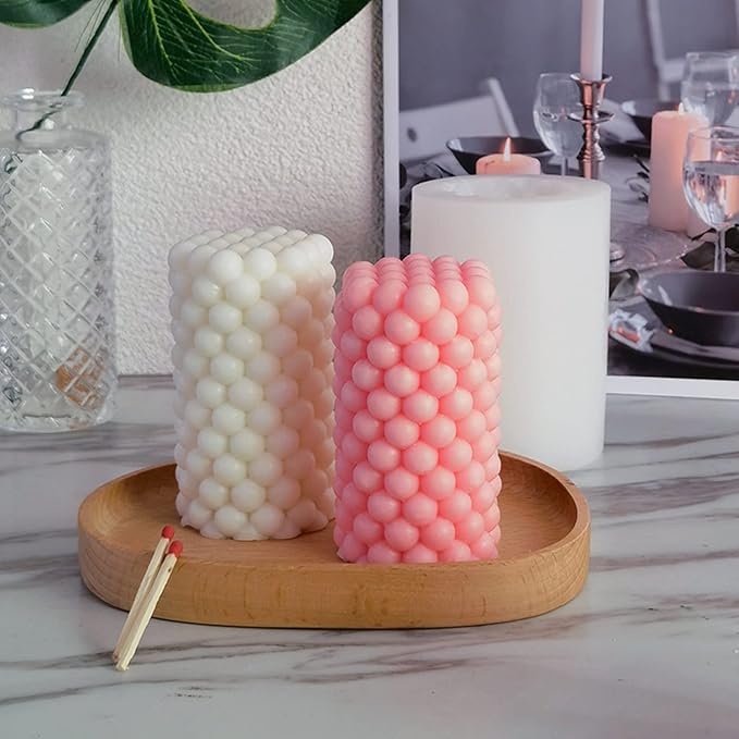 Long Bubble Pillar Silicone Candle Mold Silicone Soap Mold Fondant Chocolate Cake Candy Mould Epoxy Resin Casting Mold DIY Wax,Polymer Clay