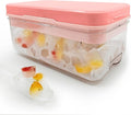 Satax Silicone & Plastic Ice Cube Trays with Lids and Bin - Durable, BPA-Free, Easy Release, Perfect for Cocktails, Coffee & More (1, pink)