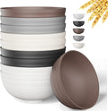 Quatish 10 PCS Unbreakable Cereal Bowls,Dishwasher & Microwave Safe Wheat Straw Bowls, Easy-to-Clean Lightweight Snack & Soup Bowl,Multi-Color Portable for Picnics Plastic Bowls Set, Brown