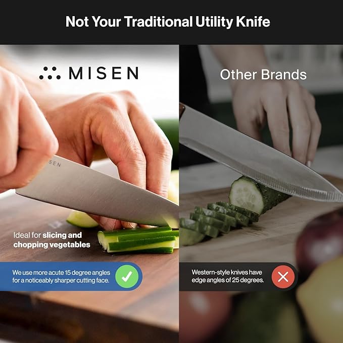 Misen 5.5" Utility Knife – High Carbon Japanese AUS-10 Stainless Steel – Hybrid German & Japanese Blade – Precision Kitchen Knife for Professionals & Home Cooks – Ultimate Cutting Performance - Blue