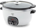 GreenLife 8QT Slow Cooker, Non-Toxic PFAS-Free Ceramic Nonstick Removable Interior Bowl, Programmable, Family Friendly, Keep Warm, Stovetop & Oven Safe, Dishwasher Safe Parts, Timer, Glass Lid, White