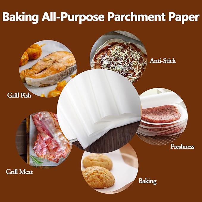 100PCS Thickened Precut Parchment Paper Sheets, 16×24 In Heavy Duty Non-Toxic Oven Liners for Bottom of Oven for Baking, Grilling, Steaming, Non-Stick & Comes in Convenient Packaging, Brown