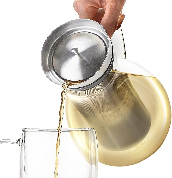 Teabloom Multi-Brew Glass Teapot + Kettle + Pitcher (51 OZ / 1.5 L / 6 CUPS) – Brew and Serve Hot Tea, Iced Tea, Cold Brew Tea and Fruit Infused Water – Formosa Tea Maker
