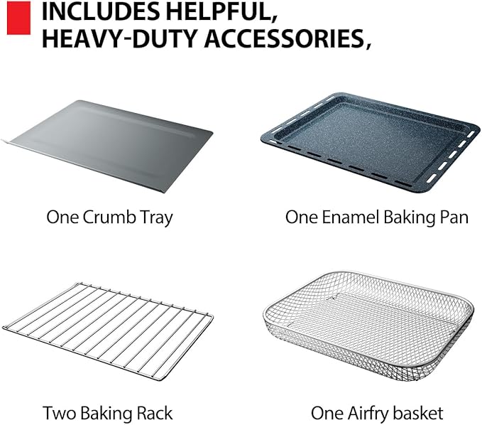TOSHIBA ChefFry Air Fryer Toaster Oven Combo, 12-in-1 Convection Countertop Oven, 34QT / 32L Large Capacity, 1750W, Master Pizza Modes Design with Exclusive Dual-Temp Tech, Stainless Steel