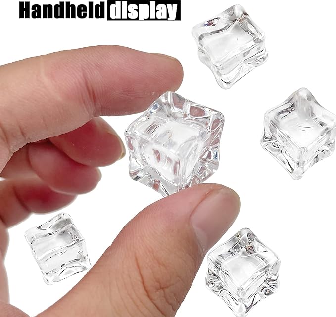 Fake Ice, Clear Fake Ice Cubes Acrylic, 17 mm 100 PCS Acrylic Decorative Ice Cubes for Photography Accessories Props Decoration Vase Fillers