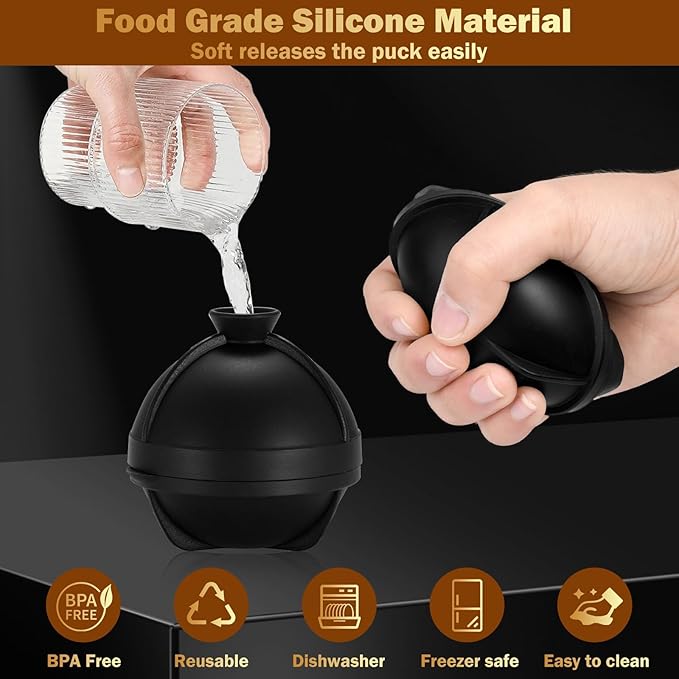 6 Pack Baseball Ice Cube Mold 2.5 Inch Large Silicone 3D Baseball Ice Cube Molds Fun Shapes Novelty Baseball Cube Molds Christmas Gifts for Cocktails, Bourbon, Brandy, Whiskey (6, Baseball)