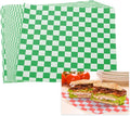 PATIKIL 7.1" x 7.1" Waxed Paper Sheets, 100Pcs Square Pattern Oil-absorbing Dry Food Wrapping Paper for Bakery Coffee Shop Home Baking Kitchen DIY, Green