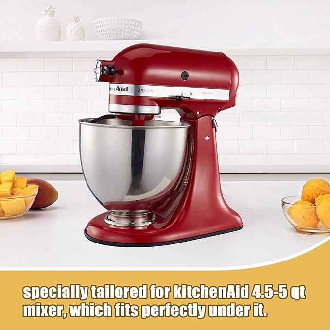 Metal Mixer Slider Mat for KitchenAid Stand Mixer - Appliance Sliding Tray Countertop Mixer Mover Slide Board Mats Pad Compatible with Kitchen Aid 4.5-5 Qt Tilt-Head Stand Mixer Artisan Classic