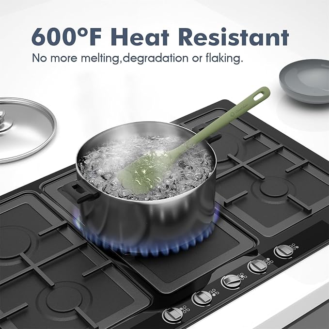 5 Pieces Silicone Spatula Set, Food Grade Rubber Spatula, Upgrade Strong Handle with Ergonomic Grip, Heat Resistant Up to 600°F for Nonstick Cookware, Cooking Candy Series