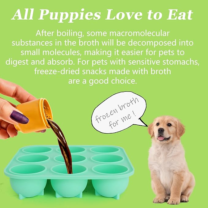 9Cavities Silicone Dog Treat Mold for Woof Pupsicle & Power Chewer Pupsicle, Frozen Dog Treat Molds for Making Refill Treats, Reusable Treat Tray for The Pupsicle Toy 10-25lbs (Small)