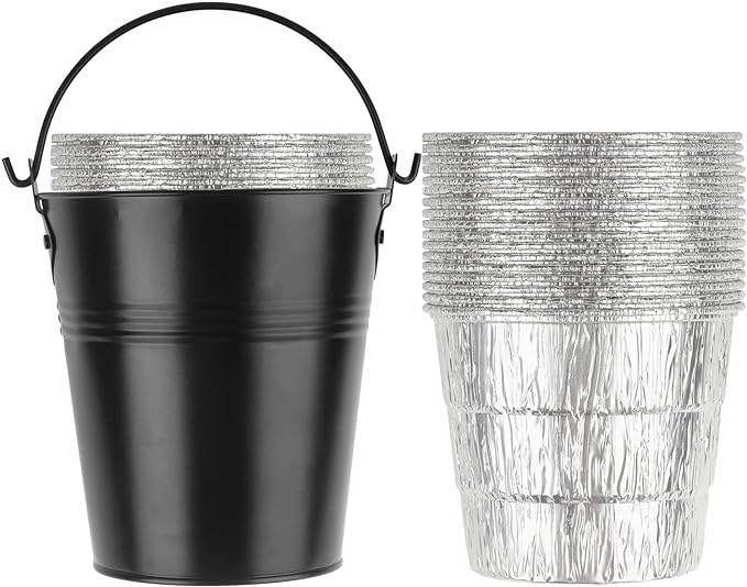 15-Pack Liners & Replacement Traeger HDW152 Drip Grease Bucket for Traeger 20/22/34, Pit Boss, etc Pellets Smoke (Black 15)