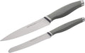 Rachael Ray Cutlery Japanese Stainless Steel Knives Set with Sheaths, 6-Inch Utility Knife and 5-Inch Serrated Utility Knife, Gray