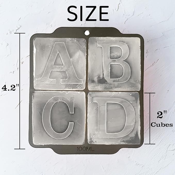Letter Q Monogram Ice Cube Mold Custom Ice Cube Mold 2 Inch Big Initials Silicone Ice Cube Tray Gifts for DAD Gifts for Him