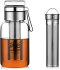 Glass Cold Brew Coffee Maker with Extended Fine Mesh Filter, Tea Infuser Bottle Iced Coffee Maker with Thick Borosilicate Glass (750ml/24oz)