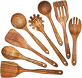 Teak Wooden Spoons for Cooking - 8Pcs Kitchen Utensils Set With Spatulas