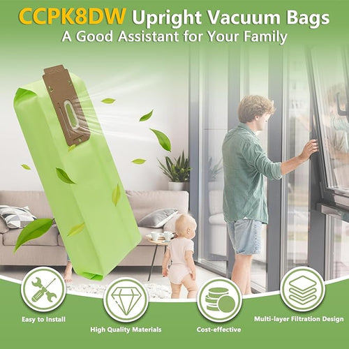 12 Pack Vacuum Bags Replacement for Oreck Type CC XL XL2 XL7 XL21 Upright Vacuum Cleaners, Fit for All Oreck XL Upright Vacuums, Replaces Part # CCPK8DW, CCPK8, AK1CC6A