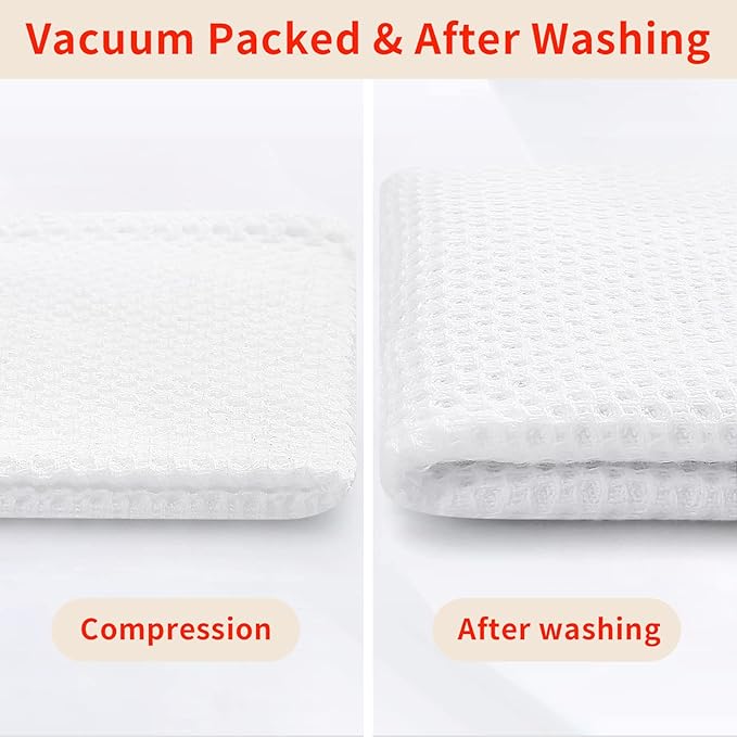 Homaxy 100% Cotton Oversized Waffle Weave Kitchen Dish Towels, Ultra Soft Absorbent Quick Drying Cleaning Towel, 20 x 28 Inches, 4-Pack, White