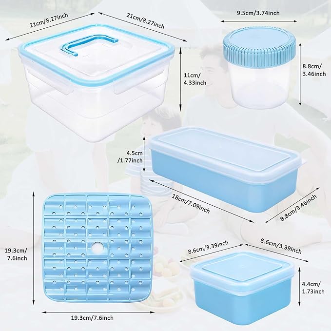 moleath Bento Box with 6 Removable Compartments Lunch Box, Microwave & Dishwasher Safe, Leakproof BPA-Free Snack Containers Ideal for Office, Picnic, Camping, Party, Travel, Blue