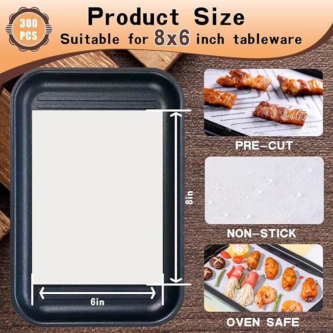 Parchment Paper Sheets 300Pcs,6x8In Baking Paper,Baking Supplies Sheets Non Stick,Non-Toxic Baking Parchment for Air Fryer, oven liner,Grilling, Steaming Cooking Bread Cake and Wrapping Food