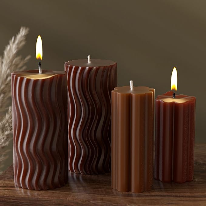2 Pack Stripe Cylinder Pillar Spiral Candle Resin Mold - Resin Casting Silicone Molds for Home Decor & Candle Making Wave Spiral Mold