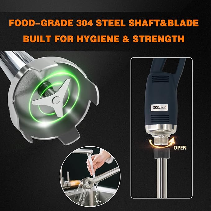 Commercial Immersion Blender, 500W Heavy Huty Hand Blender, With 20 Inch Detachable Shaft, 48 Gallons Capacity, Professional Industrial Grade Commercial Hand Mixer.