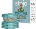 STOJO Collapsible Bowl 3 Set - Translucent Eucalyptus, 36oz - Reusable Silicone Bowl for Hot and Cold Food - Perfect for Travel, Meal Prep, To-Go Lunch, Camping & Hiking - Microwave & Dishwasher Safe