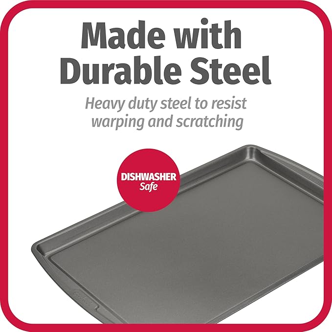 GoodCook Everday Nonstick Carbon Steel 17 x 11-Inch Baking Sheet Set, 2 Pack – Medium Sized Carbon Steel Cooking Pans, Bakeware Set, Cookie Sheets for Baking, Oven Pan Set