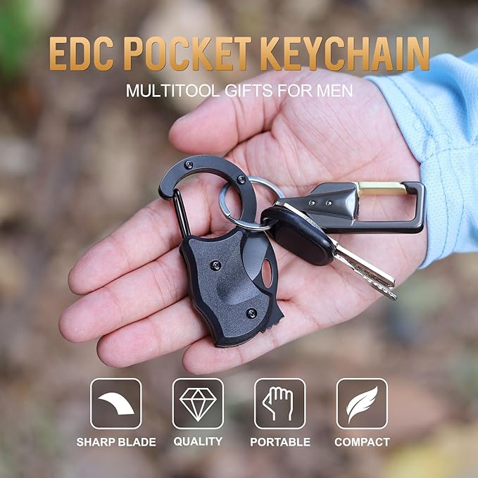 Gifts for Men Him Dad, Christmas Stocking Stuffers for Men, EDC Keychain Knife for Husband Grandpa, Christmas Fathers Day Birthday Gifts for Him Dad Husband, Stocking Stuffers for Grandpa Papa