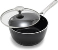 Orfeo 2.4QT Nonstick Saucepan with Lid, Made in Italy, Diamond Ceramic PFAS-Free Cookware, Induction Ready, Scratch Resistant, Laser-Fused Surface for Durability, Dishwasher Safe, Black