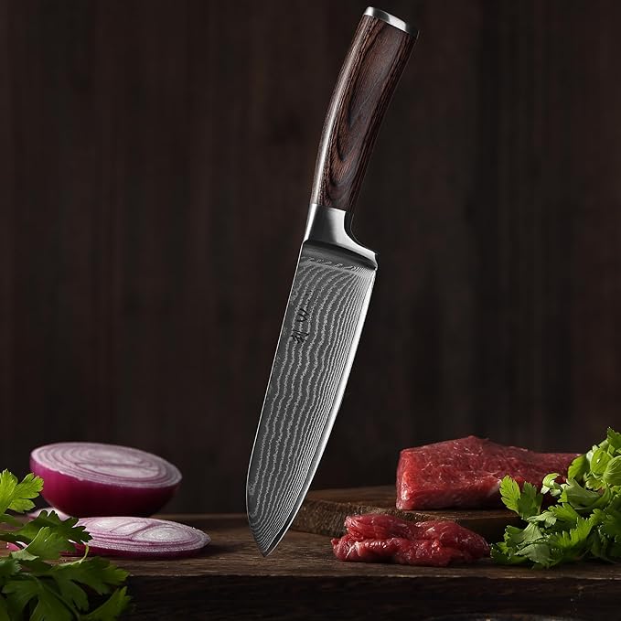Wakoli EDIB 5-Piece Damascus Knife Set – Professional Kitchen Knives | Genuine Damascus Steel Blades with VG10 Core | Ergonomic Pakkawood Handles | Premium Chef Knife Set
