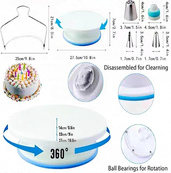 322 Piece Wilton Framing Mouth Starter Cake Decorating Baking Set with Cake Rotator + Offset Spatula + Wilton Decorating Framing Mouth Set, Baking Tools Cake Making Set