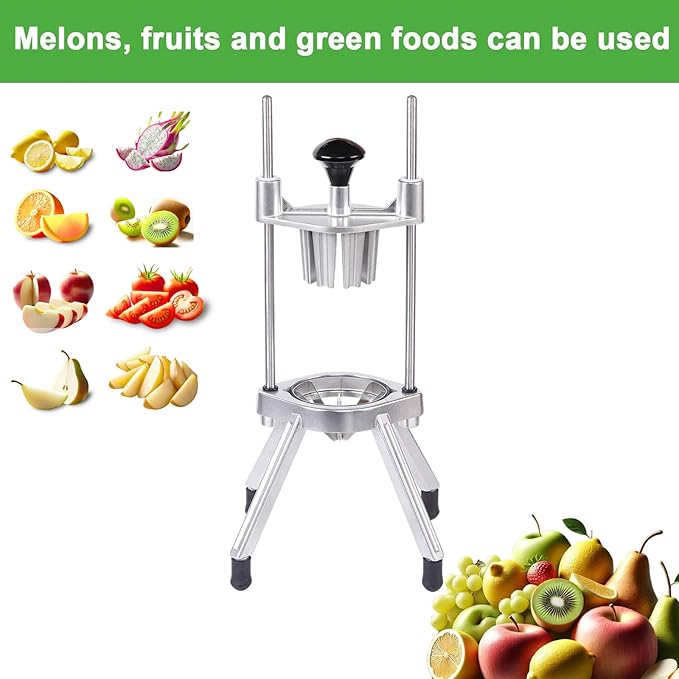 Commercial Lemon Cutter 8-Section with V-Shaped 420 Stainless Steel Blades，Easy Wedger Stainless Steel Blade Fruit Lime Slicer NSF Certified Easy-to-Use for Bar Restaurant (8-Section)