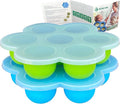 GOKCEN's Silicone Egg Bite Molds [2 Pack] Instant Pot Accessories - Fit Instant Pot 5,6,8 qt Pressure Cooker - Food Freezer Tray with Lid - Reusable Storage Container (Blue & Green - Egg Bite Mold)