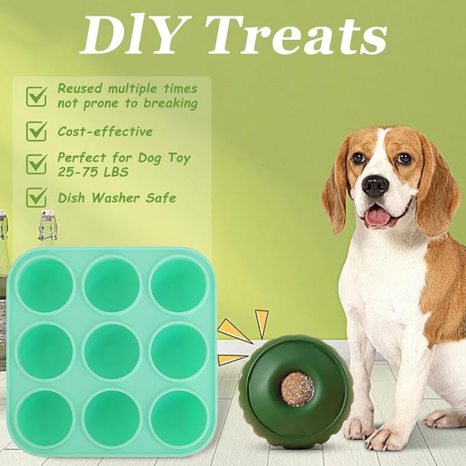 9Cavities Silicone Dog Treat Mold for Woof Pupsicle & Power Chewer Pupsicle, Frozen Dog Treat Molds for Making Refill Treats, Reusable Treat Tray for The Pupsicle Toy 25-75lbs (Large)