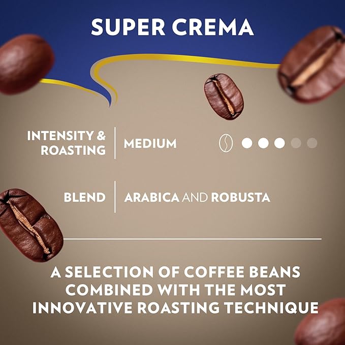 Lavazza Super Crema Whole Bean Espresso Coffee, 2.2lb Bag, Vacuum-Packed
