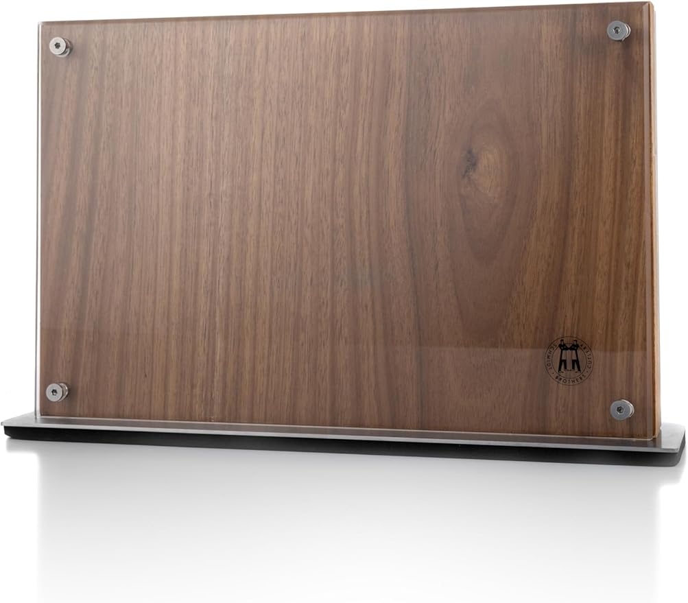 Schmidt Brothers - Acacia Downtown Magnetic Knife Block, Acacia Hardwood and Acrylic Shield, Universal Cutlery Storage For 16-18 Knives