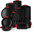 Country Kitchen Nonstick Stackable Bakeware Set - Heavy Duty, Durable, Easy Release Baking Set, Red, 10 Pcs