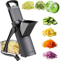 [All in 1] Upgraded Version Safe Mandoline Slicer for Kitchen, Adjustable Thickness. and Spiralizer, Veggie Slicer, Rapid Prep Mandoline, Detachable Blade, Cleaning Brush (Black Knight)