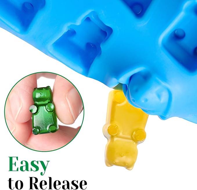 Gummy Candy Molds with 2 Droppers, Silicone Molds Include Bear, Dinosaur, Heart, Flower, Paw, 5 Pcs, 210 Cavities