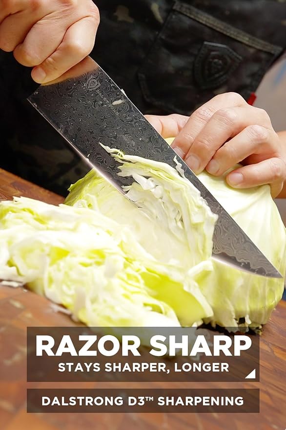 Dalstrong Chef Knife Professional- 9.5”-Scorpion Series - Venom Edition - Japanese Steel Chef Knife - Spiral Sandstorm Blade Pattern - Black Honeycomb Resin Handle - w/Chef KnifeSheath