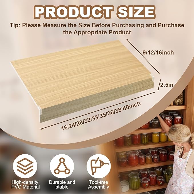 5 Pcs Wire Rack Covers 33x16x2.5 inch PVC Pantry Shelf Cover 0.31 inch Thick Removable Closet Wire Rack Shelf Covers,Decoration Kitchen Bathroom Office Shelving (Wood Color,33x16x2.5inch)