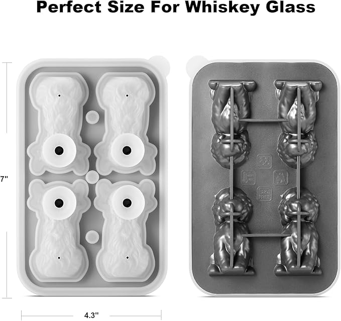Nax Caki 3D Highland Cow Ice Cube Tray, Large Silicone Fun Shapes Ice Cube Mold for Whiskey,Cocktails, Bourbon, Cute Highland Cow Gifts for Holiday Stocking Stuffers