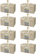 BALEINE 8-Pack Oversized Moving Bags with Reinforced Handles, Heavy-Duty Storage Tote Moving Supplies for Packaging, Camping (Color Stripe, 8-Pack)