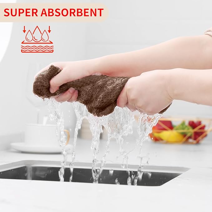 Homaxy 100% Cotton Waffle Weave Kitchen Dish Cloths, Ultra Soft Absorbent Quick Drying Dish Towels, 12 x 12 Inches, 6-Pack, Coffee